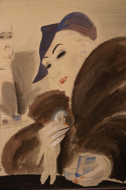 René GRUAU (1909-2004)
Woman with ring
Ink...