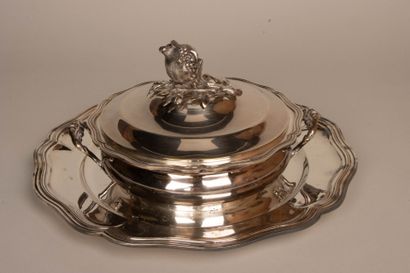 Ensemble de plats en métal argenté, contour...