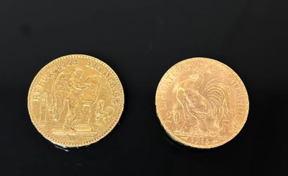 Two 20 franc gold coins 
-Marianne 1913 and...