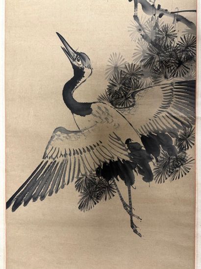 Japon XIX° Ensemble de trois rouleaux Kakemono
-...