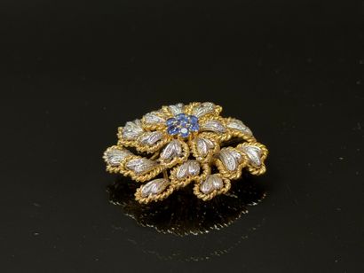 White gold and yellow gold brooch featuring...