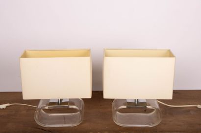 Pair of 1970s lamps in plexiglass. 
H. 30...