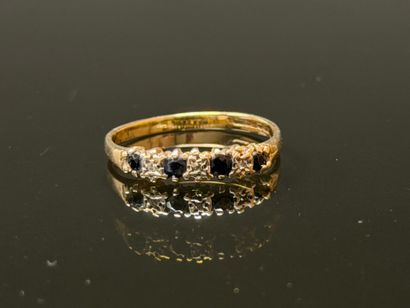 Half wedding band in sapphire gold and diamonds.
375°/00...