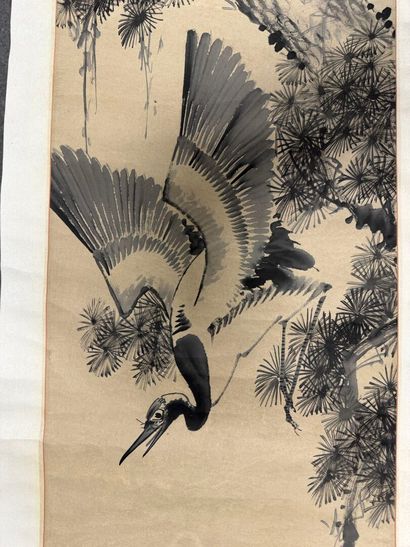 Japon XIX° Ensemble de trois rouleaux Kakemono
-...