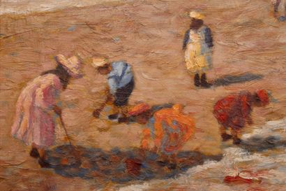 Anne De SAEGER (1947) 
Les enfants à la plage
Huile...
