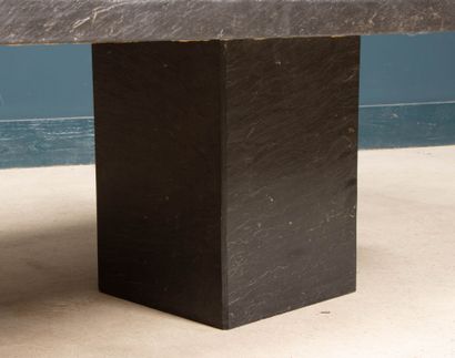Table basse pied en ardoise, plateau en mosaïque...