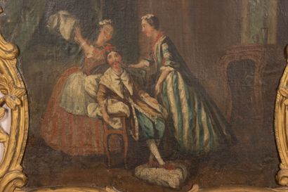 Grand trumeau de boiserie en bois laqué,...