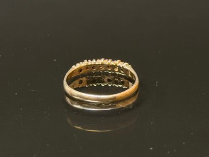 Half wedding band in sapphire gold and diamonds.
375°/00...