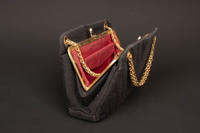 CHANEL. Evening bag in black jersey with...