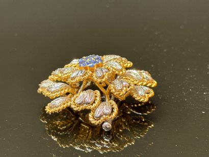 White gold and yellow gold brooch featuring...