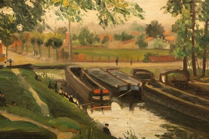 L DE VECCHI (XIX°-XX°)
Les péniches
Huile...