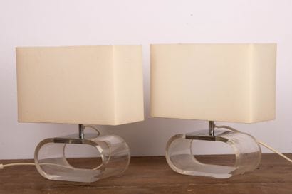 Pair of 1970s lamps in plexiglass. 
H. 30...