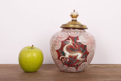 Edouard CAZAUX (1889-1974) 
Lampe en céramique...
