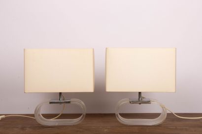 Pair of 1970s lamps in plexiglass. 
H. 30...
