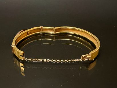 Semi-rigid gold bracelet set with three diamonds,...