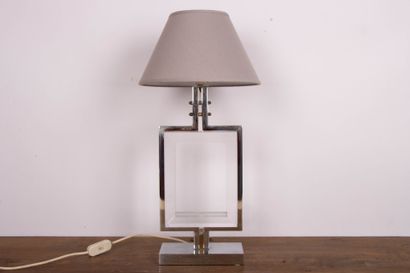Lampe de salon en métal chromé et doré, cadre...
