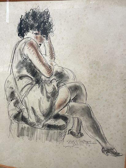 André DIGNIMONT (1891-1965). 
Femme alanguie
Dessin...