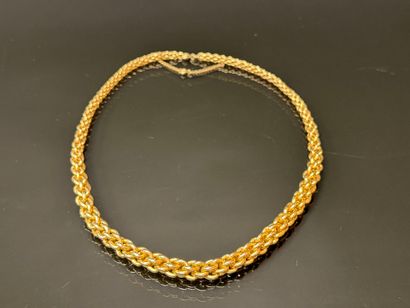 Gold choker necklace with falling ears of...