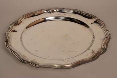 Ensemble de plats en métal argenté, contour...