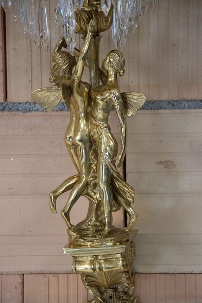 Paire de grandes appliques palmier en bronze...