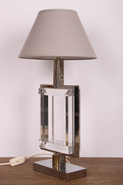 Lampe de salon en métal chromé et doré, cadre...