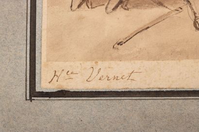 Horace VERNET (1789-1863) 
Militaires. 
Encre...