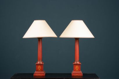 Paire de lampes style Carcel en plâtre laquées...