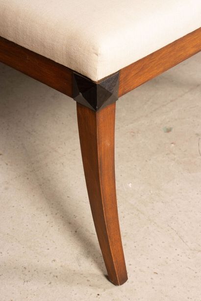 Modern console and bench in stained fruitwood....