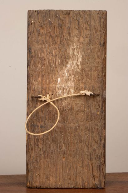 Bas-relief en bois sculpté figurant Saint-Joseph...
