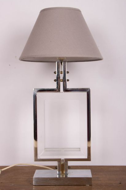 Lampe de salon en métal chromé et doré, cadre...