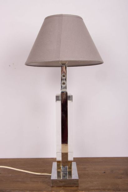 Lampe de salon en métal chromé et doré, cadre...