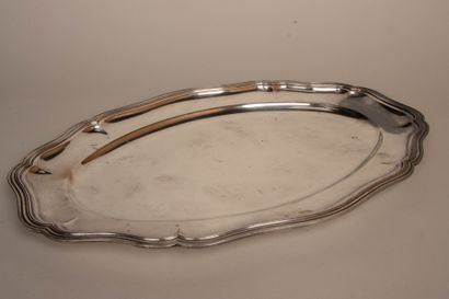 Ensemble de plats en métal argenté, contour...