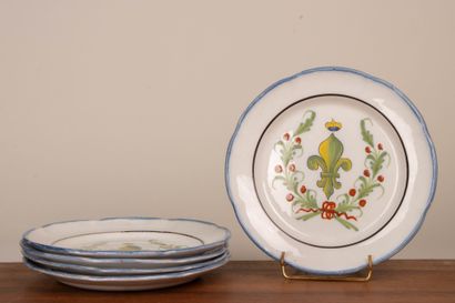 Manufacture de WALY.
Suite de cinq assiettes...