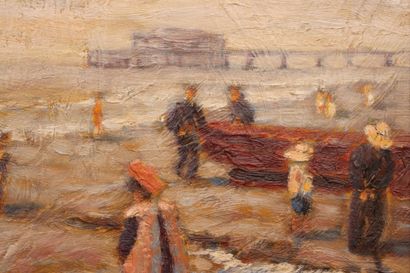 Anne De SAEGER (1947) 
Les enfants à la plage
Huile...