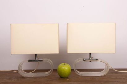 Pair of 1970s lamps in plexiglass. 
H. 30...