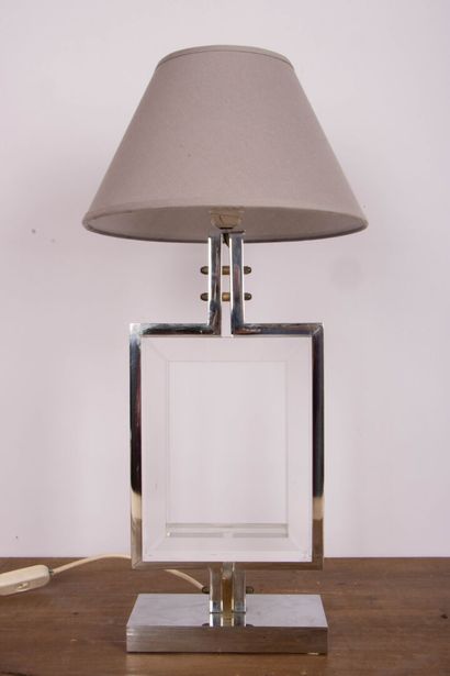 Lampe de salon en métal chromé et doré, cadre...