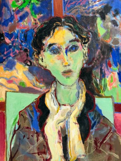 Portrait de femme. 
huile sur toile, signée...
