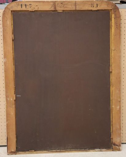 Miroir cadre en bois et stuc doré. 
130 x...