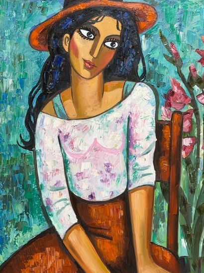 Yuri DENISSOV (1962)
Portrait de femme. 
huile...