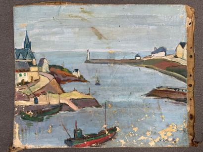 Lot de six peintures sur papier. 
38 x 46...