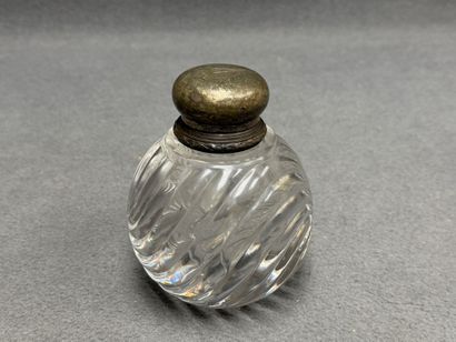 Encrier de marine en verre épais à côtes...