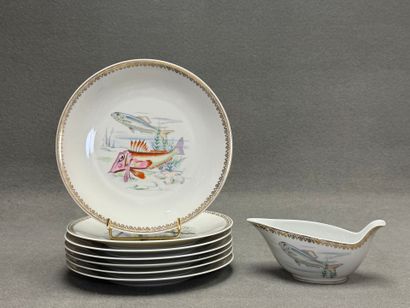 Service à poisson en porcelaine de Limoges...