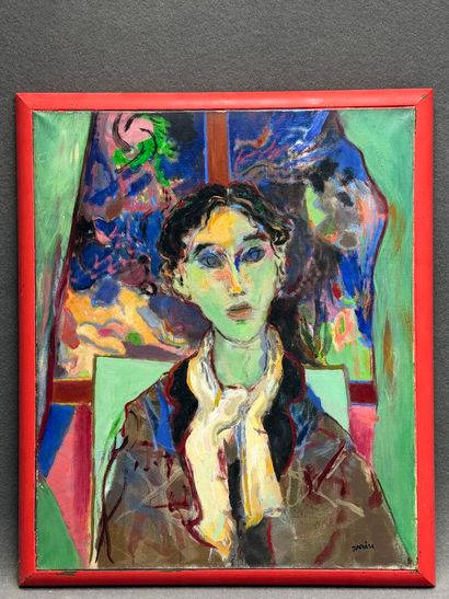Portrait de femme. 
huile sur toile, signée...