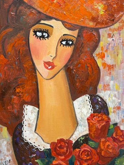 Yuri DENISSOV (1962)
Portrait de femme. 
huile...