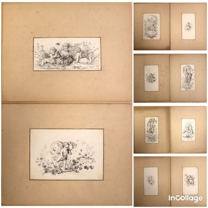 Ecole Française fin XIX°
Dix dessins à la...