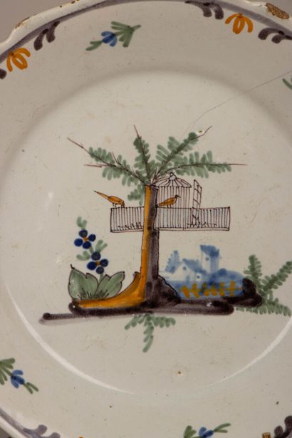 Ensemble de trois assiettes décoratives en...