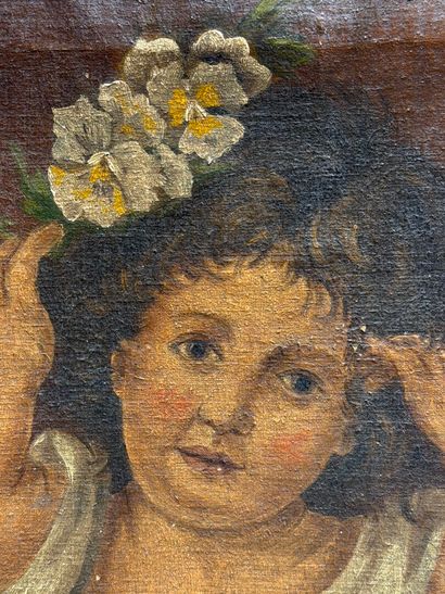 Ecole Française XIX°
Petite fille. 
huile...