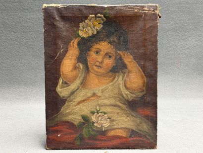 Ecole Française XIX°
Petite fille. 
huile...