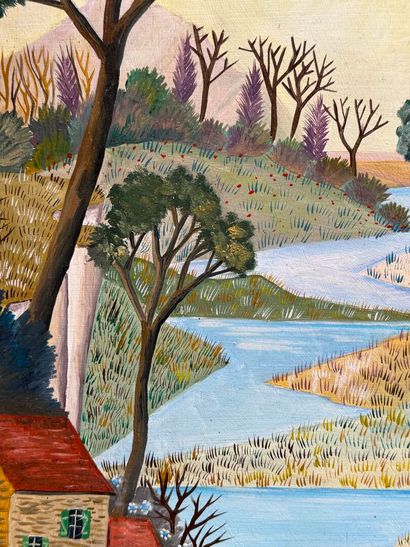 Yves DELAPLACE (1951)
Manoir au bord du lac.
Huile...