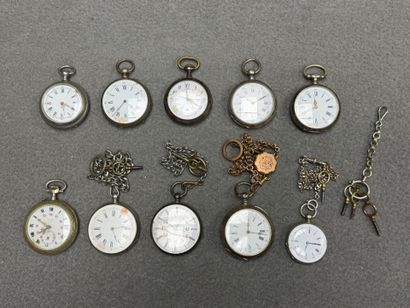 Dix montres à gousset, dont 7 en argent 800°/00...